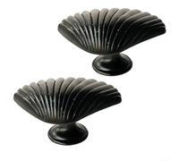 Elegant Shell Design Zinc Alloy Handle, Perfect for Cabinets and Drawers, Simple Single Hole Installation with Screws (black)