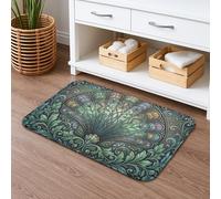 Elegant Shell Quick Dry Bath Mat, Vintage Floral Leaf Absorbent Non Slip Shower Mat, Spring Decorative Flannel Washable Bath Rugs for Bathroom Toilet Restroom 16x24 Inch