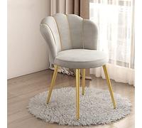 Elegant Shell-Shaped Accent Chair with Gold Metal Legs Padded Fabric Seat Ideal for Living Room Bedroom Dressing Room Home Office and Kitchen Decor.