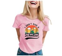 Elegant Shirts Women's T-Shirt with Crew Neck, Short Sleeve, German Beer Festival Motif, Casual, Plain, with Letter Flag Print, 70732 Patent Top Women, pink, XXL