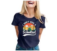 Elegant Shirts Women's T-Shirt with Crew Neck, Short Sleeve, German Beer Festival Motif, Casual, Plain, with Letter Flag Print, 70732 Patent Top Women, navy, XXL