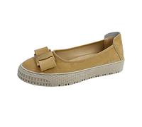 Elegant Shoes Women's Flat Evening Shoes Elegant and Comfortable Dress Shoes Leather Round Toe Women's Shoes Leisure Single Shoes Lightweight Dance Shoes Bow-Knot Women's Pumps Low Shoes, khaki, 39