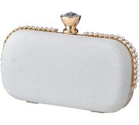 Elegant Shoulder Crossbody Ladies Clutch Sparkly Rhinestone Evening Women Charming Glittering Handbag Bridal Wedding(White)