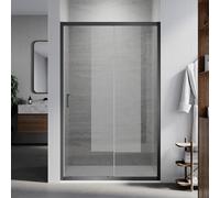 ElEGANT Shower Door Sliding Shower Enclosure with 6mm Black Safety Glass and Black Frame Aluminum Frame 1100x1850mm