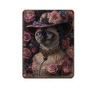 Elegant Siamese Cat Victorian P Retro Poster Metal Tin Sign Chic Art Retro Iron Painting Bar People Cave Cafe Family Garage Poster Wall Decoration 12x16inch(30x40cm)