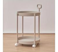 Elegant Side Table with Wheels - 2-Tier Trolley for Living Room, Simple Sofa Table with Handle, Easy to Move Coffee Table