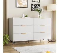 Elegant Sideboard with Modern Design, Chest of Drawers and Storage Space, Cabinet for Space-Saving Room, 120L x 40W x 77H cm, White+Gold Aosom UK
