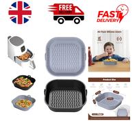 Diboniur Silicone Air Fryer Liner Square, 2 Pack 8 Inch Reusable Airfryer Liners Silicone Air Fryer Accessories, Airfryer Silicone Baking Tray Basket for Ninja, Tower, COSORI (Gray and Black)