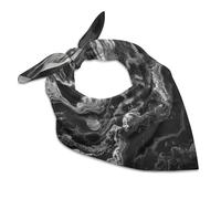 Elegant Silk-Like Scarf Unisex, 18"x18" Versatile Fashion Headband, Black Marble Pattern Bandana for Hair, Neck & Bag