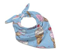 Elegant Silk-Like Scarf Unisex, 18"x18" Versatile Fashion Headband, Ice Cream Hand Drawn Bandana for Hair, Neck & Bag
