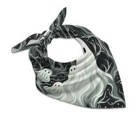 Elegant Silk-Like Scarf Unisex, 18"x18" Versatile Fashion Headband, White Patterned Ghost Bandana for Hair, Neck & Bag