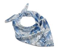 Elegant Silk-Like Scarf Unisex, 25"x25" Versatile Fashion Headband, Blue Leaves Pattern Bandana for Hair, Neck & Bag