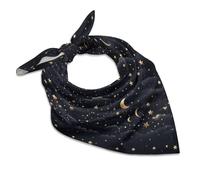 Elegant Silk-Like Scarf Unisex, 25"x25" Versatile Fashion Headband, Stars And Moon on Dark Background Bandana for Hair, Neck & Bag