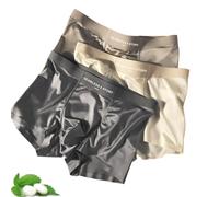 Elegant Silk Men's Ice Silky Underwear Mulberry Silk Antimicrobial & Seamless Boxer Briefs Cooling Comfort Pack(#C-3PCS,3XL)