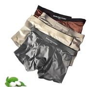 Elegant Silk Men's Ice Silky Underwear Mulberry Silk Antimicrobial & Seamless Boxer Briefs Cooling Comfort Pack(All-4PCS,L)