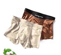 Elegant Silk Men's Ice Silky Underwear Mulberry Silk Antimicrobial & Seamless Boxer Briefs Cooling Comfort Pack(#A-2PCS,L)