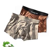 Elegant Silk Men's Ice Silky Underwear Mulberry Silk Antimicrobial & Seamless Boxer Briefs Cooling Comfort Pack(#E-2PCS,L)