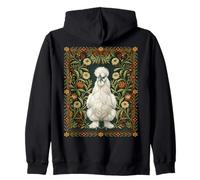 Elegant Silkie Chicken Botanical Art Design Zip Hoodie