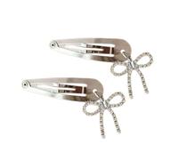 Elegant Silver Bowknot Hair Clip Charm Distinctive Hair Clip with Unique Zircon Bowknot for Fashion forward Individuals