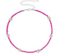 Elegant Silver Colorful Beaded Necklace - Women's Vintage Boho Daisy Bead Strand