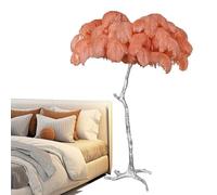 Elegant Silver Floor Lamp with Natural Ostrich Feathers - Stylish Standing Light for Modern Bedroom Decor Perfect for Girls' Rooms and Chic Spaces Ideal Decorative Lighting