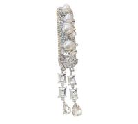 Elegant Silver Floral Tassels Hair Clip for Bride with Sturdy Rhinestones and Handmade Craftsmanship Casual Wear