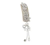 Elegant Silver Floral Tassels Hair Clip for Bride with Sturdy Rhinestones and Handmade Craftsmanship Casual Wear