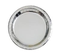 Elegant Silver Foil Round Paper Dessert Plates (17cm) Pack of 8 - Premium Foil Board for Shiny Finish, Perfect for Parties & Events