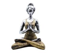 Elegant Silver & Gold Yoga Lady Figure - 24Cm Decorative Sculpture