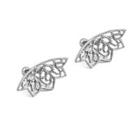 Elegant Silver Lotus Hidden Helix Jewelry for Women, Stylish Flat Back Earrings Design, Boho Conch Piercing Jewelry Accessory Piece Cartilage Stud