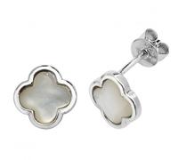 Elegant Silver Mother of Pearl Earrings - Sterling Silver / Rhodium Plated