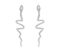 Elegant Silver Needle Snake Earrings Contemporary Snake Earrings Exquisite Detail Ear Studs Suitable for Gatherings