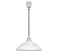 Elegant Silver Satin Nickel Pendant Ceiling Light With White Alabaster Shade
