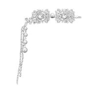Elegant Silver Tassels Hair Clip with Rhinestones and Pearls Unique Ethnic Styles Hairpin Stylish Hairpiece for Weddings
