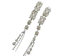Elegant Silver Tassels Hair Clip with Rhinestones and Pearls Unique Ethnic Styles Hairpin Stylish Hairpiece for Weddings