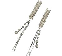 Elegant Silver Tassels Hair Clip with Rhinestones and Pearls Unique Ethnic Styles Hairpin Stylish Hairpiece for Weddings