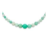Elegant Simple Classic Graduated Round Bead Ball Marbleized Shades of Aqua Ombre Amazonite Gemstone Strand Necklace Jewelry For Women 18 Inches