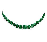 Elegant Simple Graduated Round Bead Ball Basic Simulated Green Malachite Strand Necklace Western Jewelry For Women Silver Plated Clasp 16-18 Inches