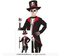 Elegant Skeleton Mr Bones Kids Halloween Fancy Dress Costume Age 3-12