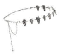 Elegant Skull Charm Silver Metal Waist Chain Adjustable Thin Belt For Women Travel & Party Accessories Metal Skull Deck Waist Chain Fashion