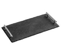 Elegant Slate Tray With Stainless Steel Handles, Durable Grey Slate Tray, Stainless Steel Handles Grey Tray Premier Housewares Grey One Size