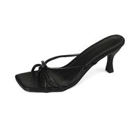 Elegant Slide Sandals With Narrow Straps And High Heel For Everyday Wear Lightweight Slip On Sandals With Sole And Square Toe Design Simple Slide, Happy Summer Feet