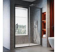 ELEGANT Sliding Shower Door Reversible Bathroom Shower Enclosure Cubicles 1000mm,Black