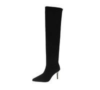 Elegant Slim Tailored Knee High Boots for with Pointed Toe and Narrow Heels Lightweight Over The Knee Fashion Tall Boots for Fall and Winter (Black, 5)