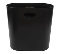 Elegant Slim Trash Can With Lid For Bathroom And Kitchen, Space Saving Narrow Waste Bin With Control, Plastic Rubbish Basket In Black White Or Yellow Pattern, 30x30x15cm Size(- Black)