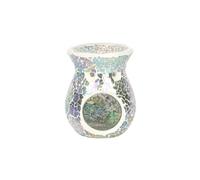 Elegant Small Light Blue Iridescent Glass Crackle Oil Burner - 11cm x 8.5cm (1 Pc.) - Luxurious Design, Premium Material, Aromatherapy Accessory - Ideal for Home & Office Decor