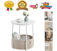 Elegant Small Round Coffee Table with Fabric Storage for Chic Living Spaces