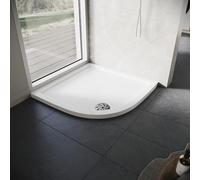 ELEGANT SMC Shower Base Tray 800 x 800 x 40 cm Quadrant White Shower Tray with Non-Slip Flat Stone Look for Shower Enclosure Cubicle and Wet Bathroom + Waste Trap