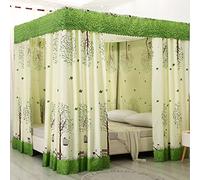 Elegant Solid Color Bed Canopy for Kids & Adults - 4 Corner Post Design Fits Twin/Full/Queen/King Beds Mosquito Netting Perfect Bedroom Decor (Beige-Green Full)
