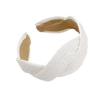 Elegant Solid Color Straw Headband With Braided Detail Wide Hairband Design Lightweight Breathable For Daily Use Event Trendy Braid Embellished Headbands